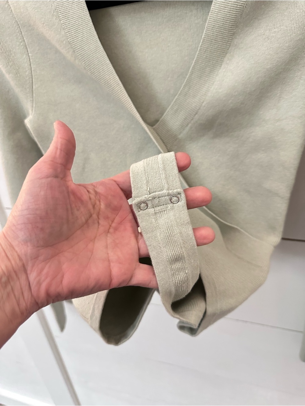 One Grey Day M Cedric Cotton-cashmere grey softcore luxury V neck bodysuit - Picture 5 of 16
